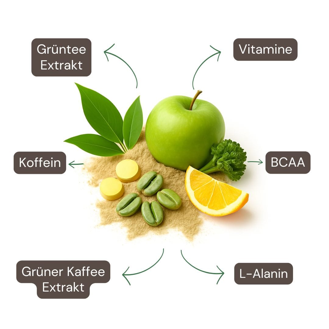 Amino Stoffwechsel Drink Inhaltsstoffe: BCAA, L-Arginin, Citrullin, Glutamin, Beta-Alanin, Grüner Tee & Vitamine