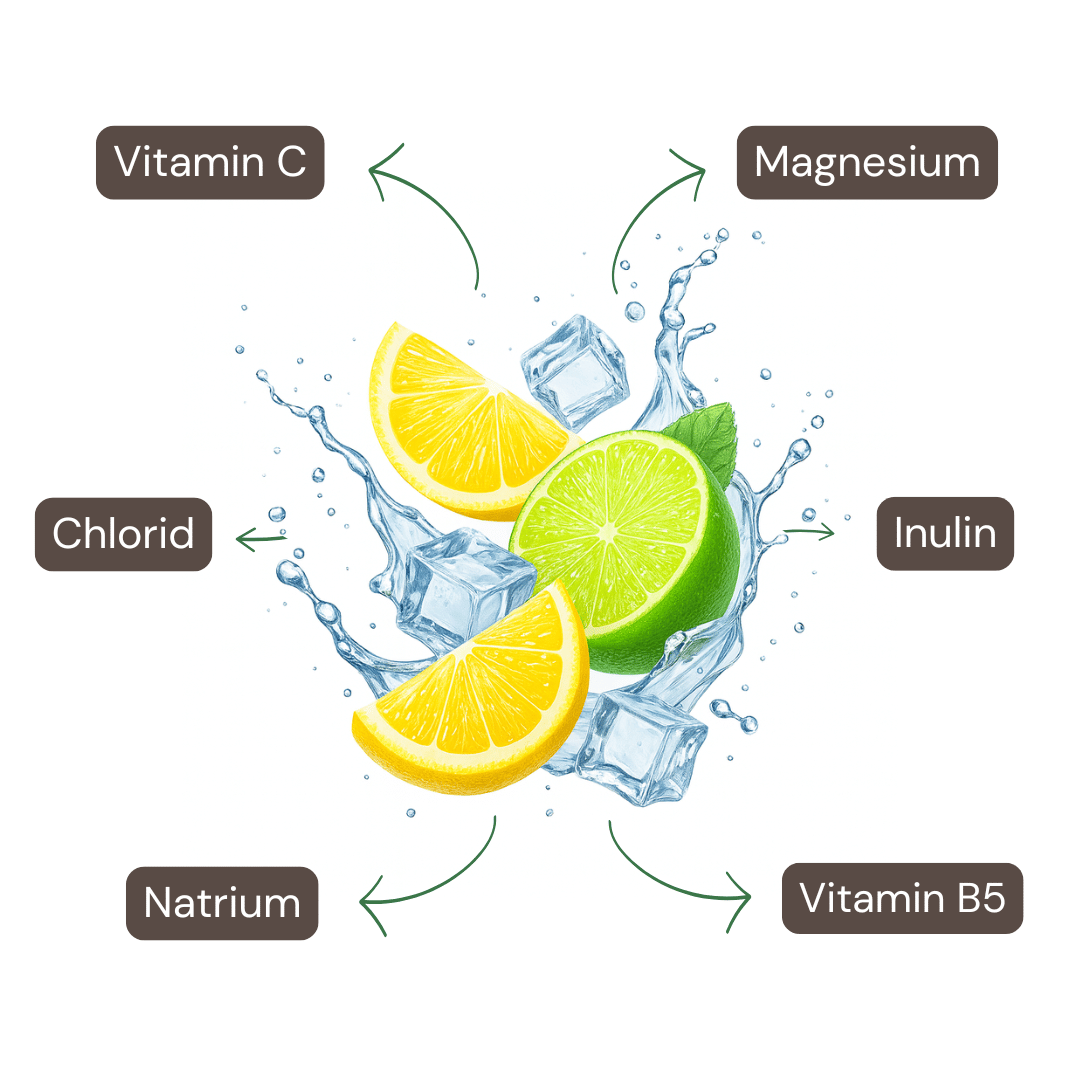 Inhaltsstoffe des Elektrolytendrinks von Naturaleza – mit Aquamin Magnesium, Calcium und Vitamin C