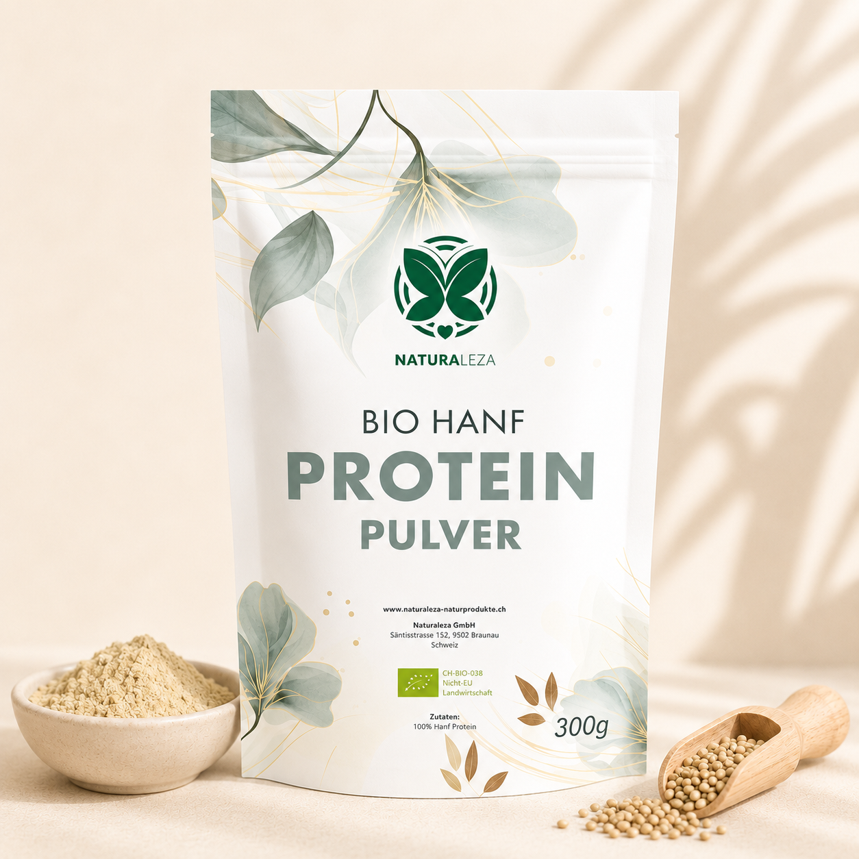 Proteine ​​della canapa biologica in polvere 300g (vegan)